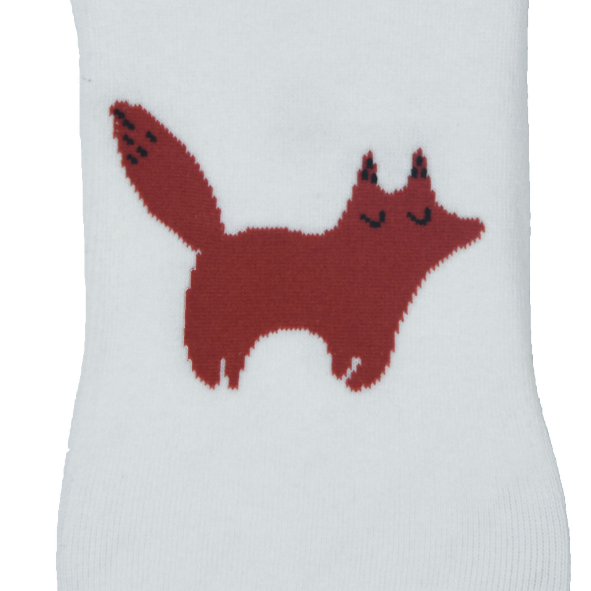 Fox Cub Graphic White Low Cut Ankle Socks