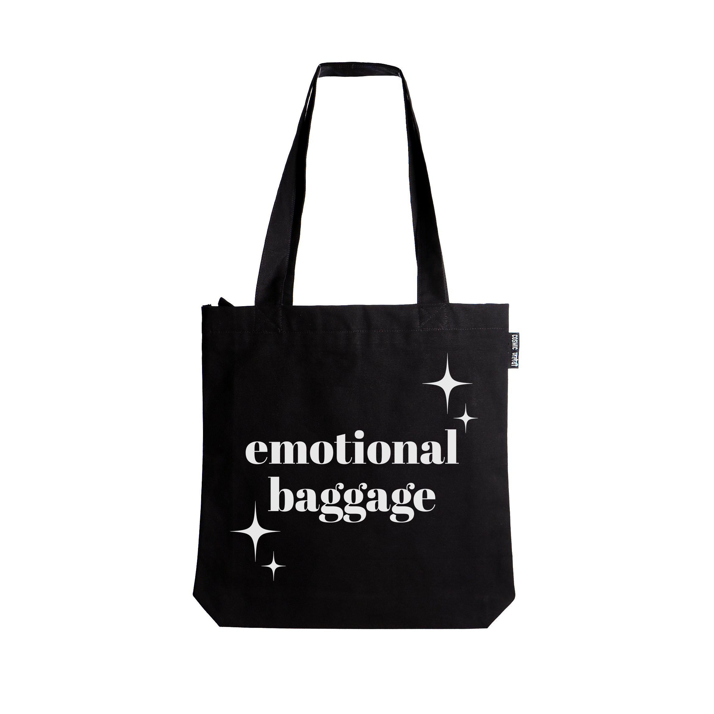 Emotional Baggage | Black Zipper Tote Bag | Cosmic Jalebi