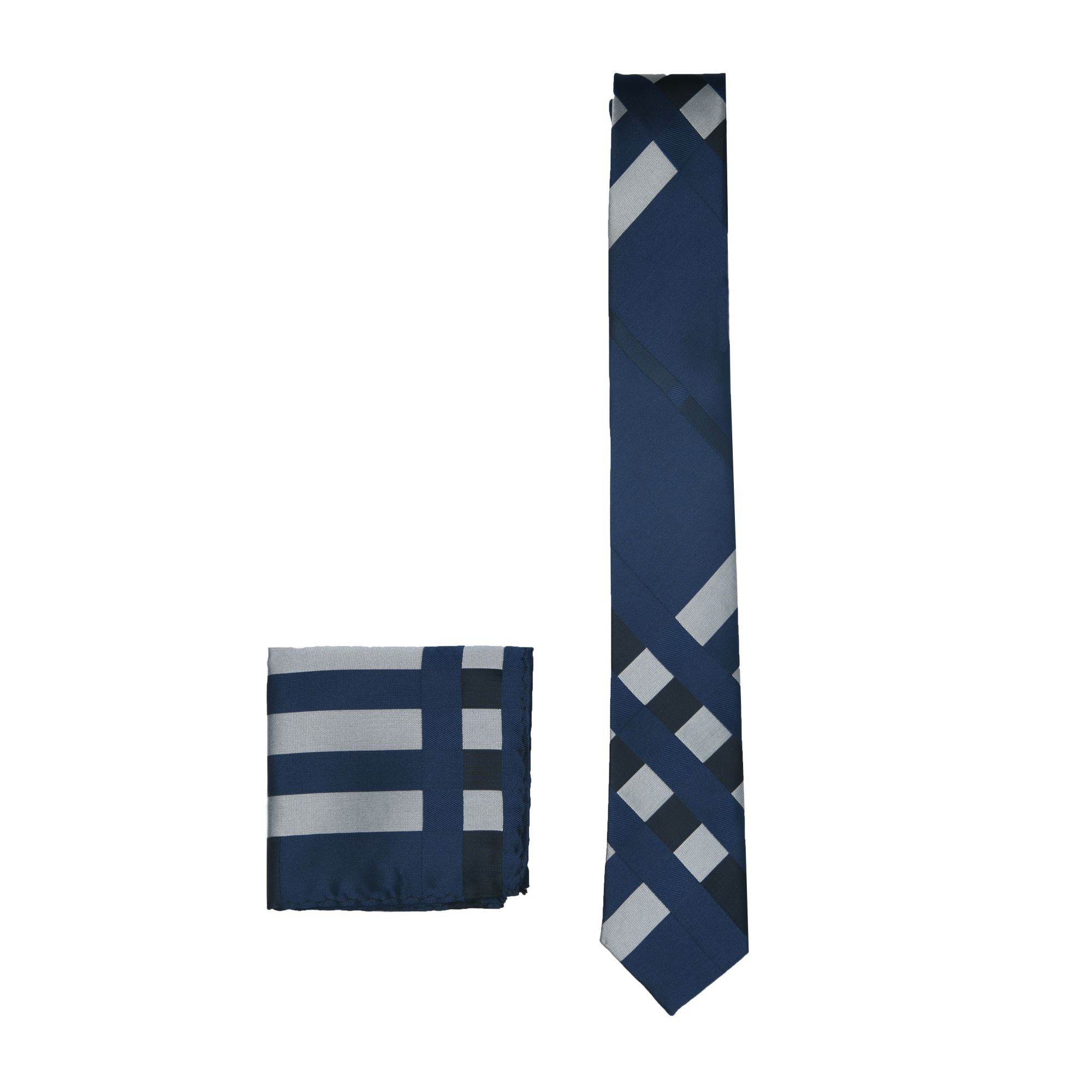 Tux Blue Slim Neck - tie & Pocket Square Combo