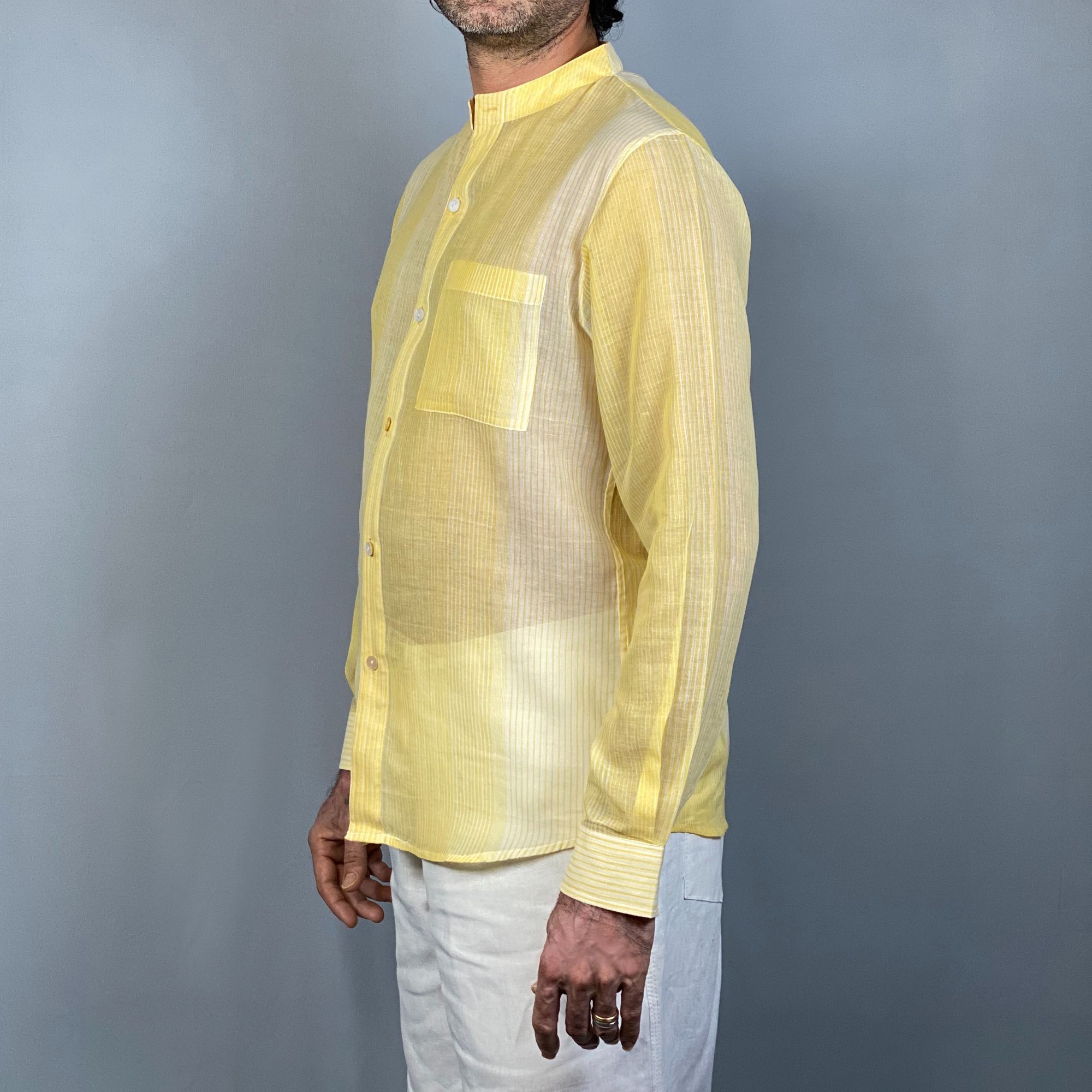 BRITTO Cotton Striped Shirt Yellow