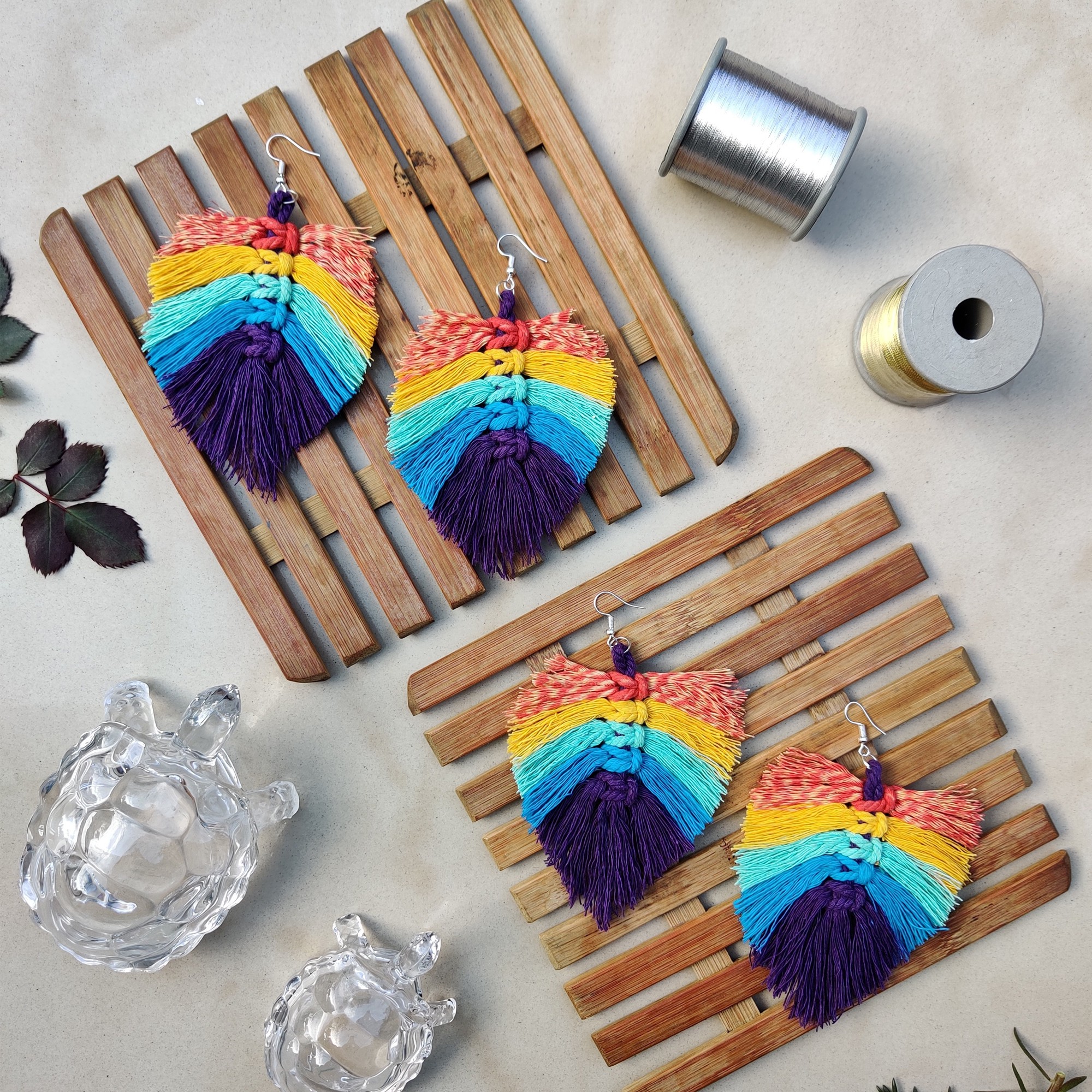 Rainbow feather Earrings