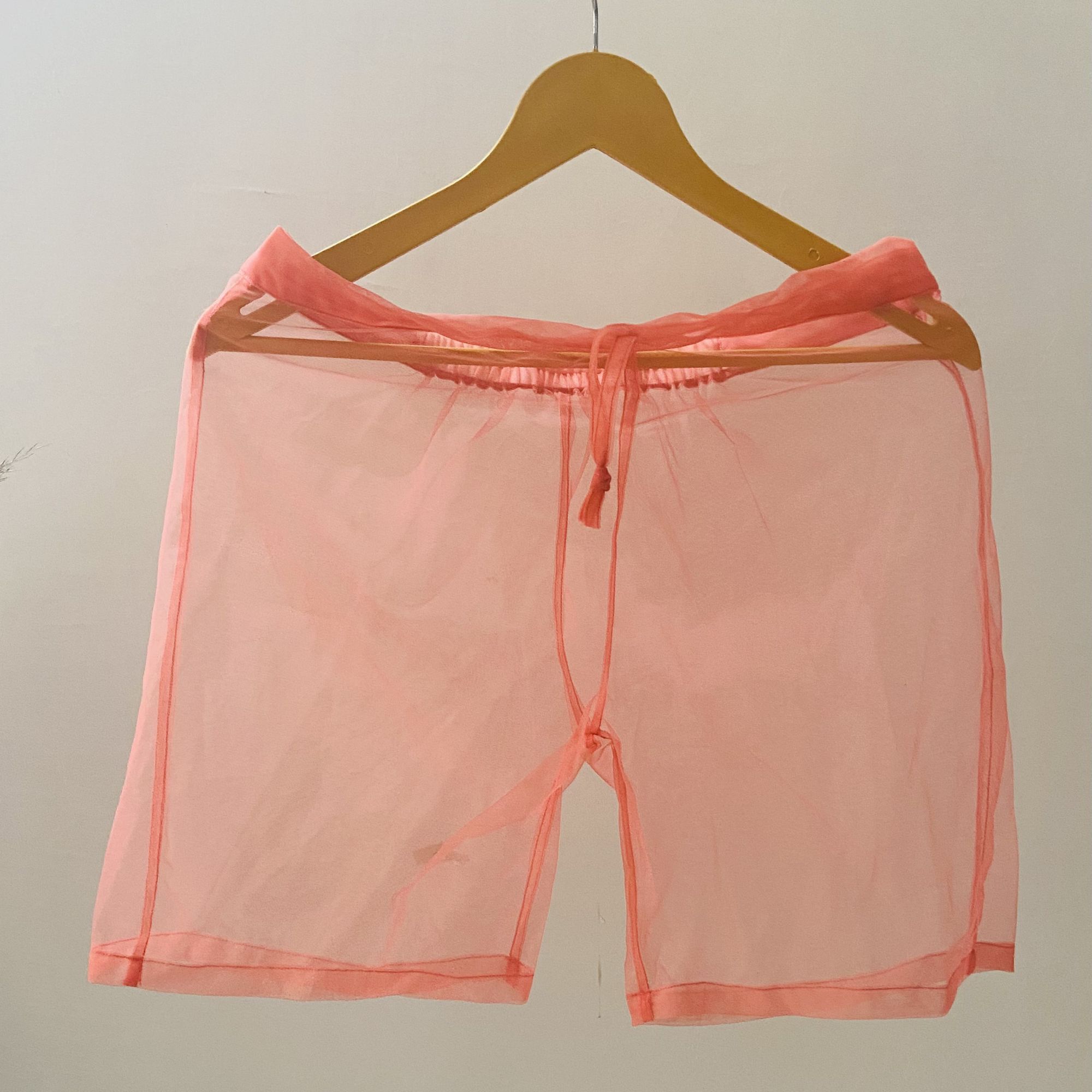 Peach mesh party shorts