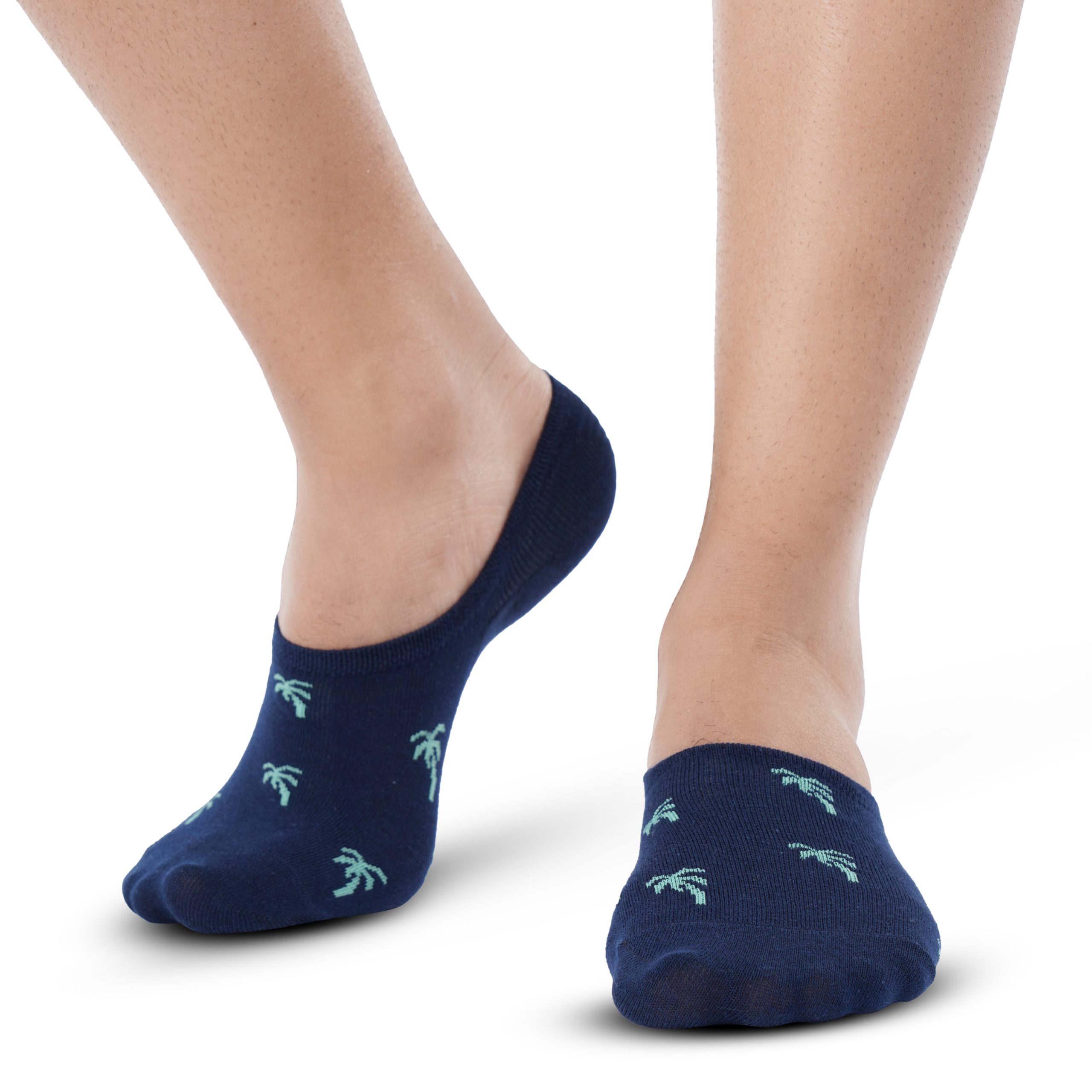 Albury: Blue & Green Palm Ankle Socks