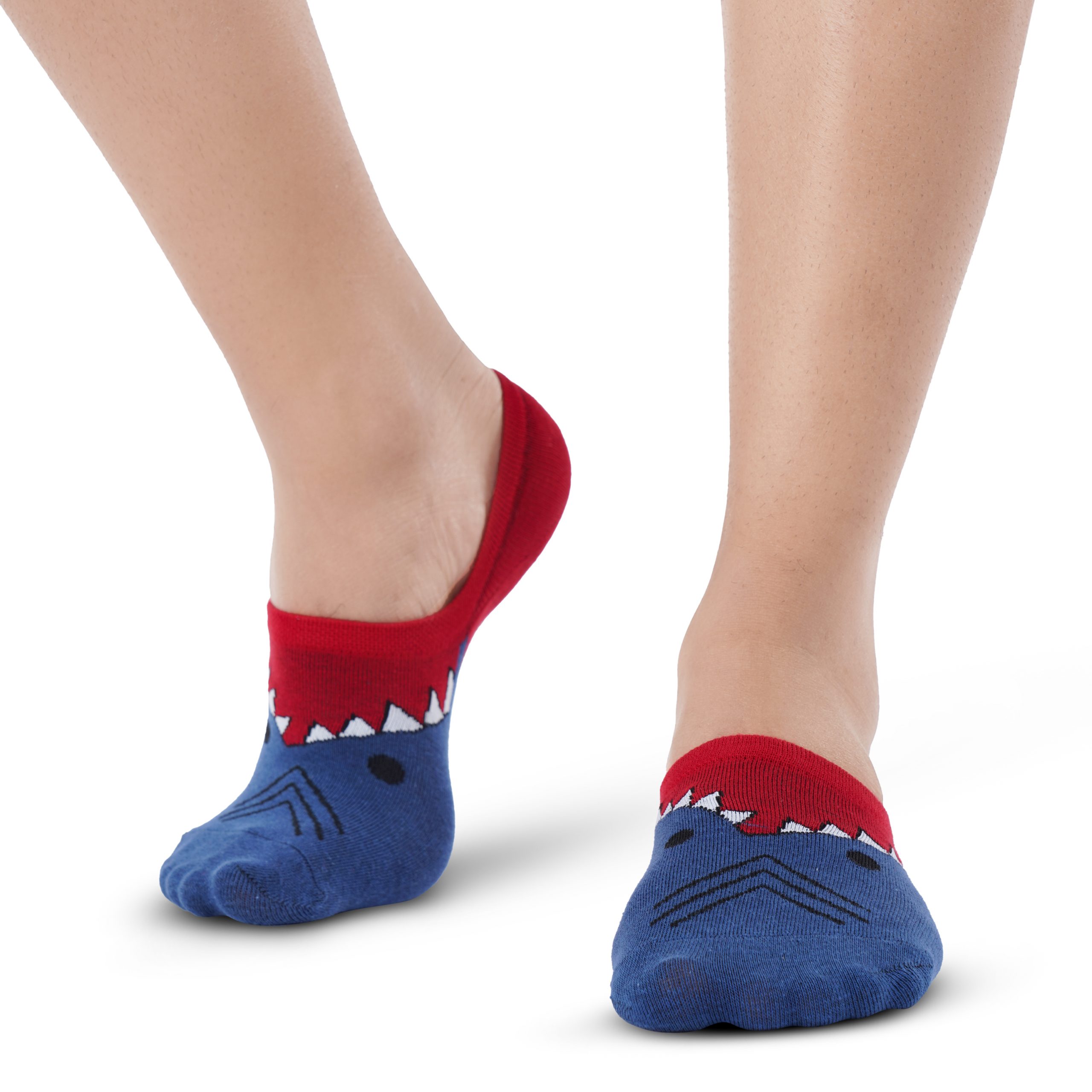 Albury: Blue & Red Shark Ankle Socks