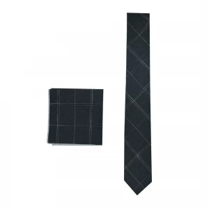 jade-charcoal-checkered-slim-neck-tie-pocket-square-combo
