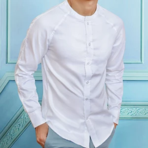 slim-fit-raglan-sleeved-shirt-with-mandarin-collar
