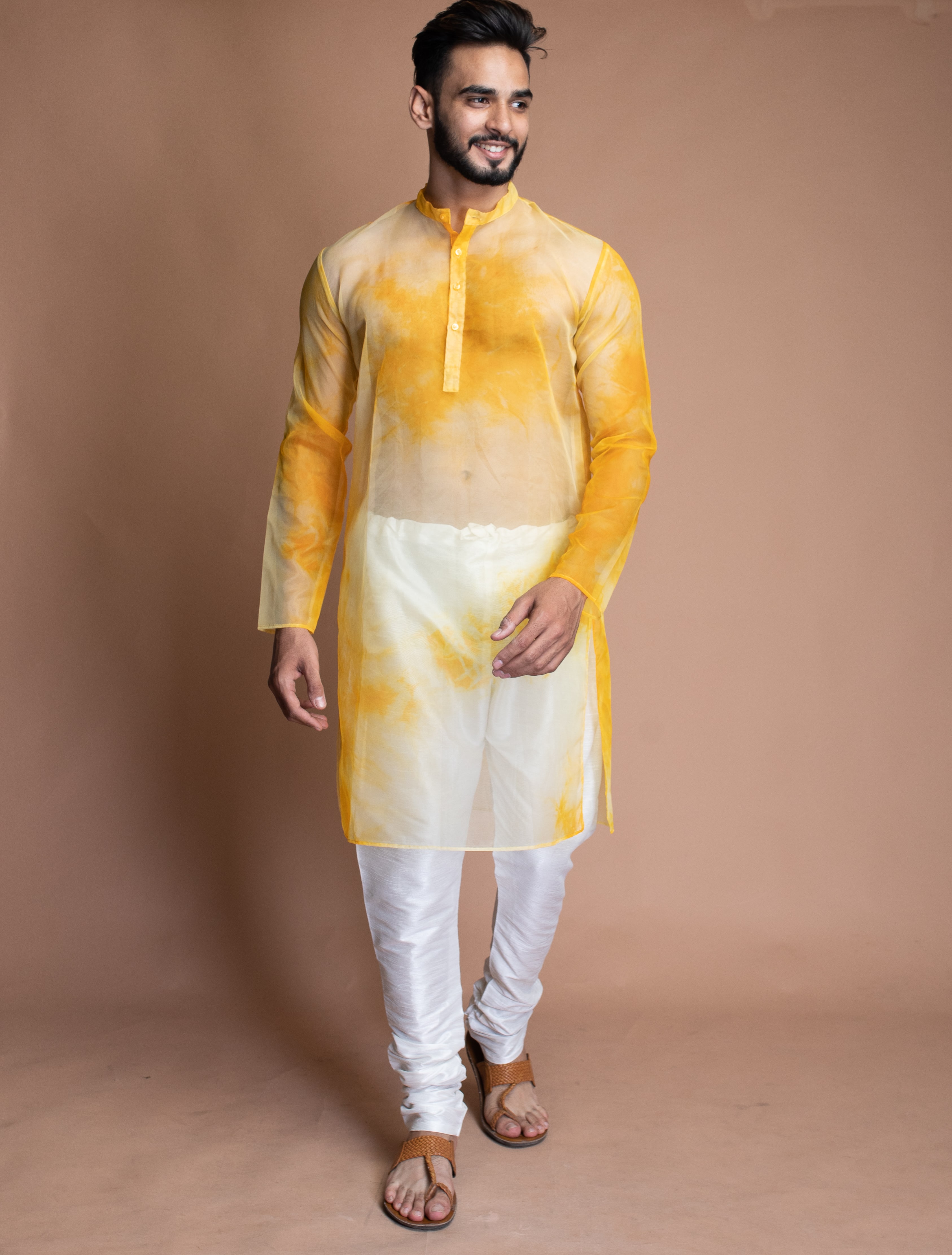 Shibori yellow kurta