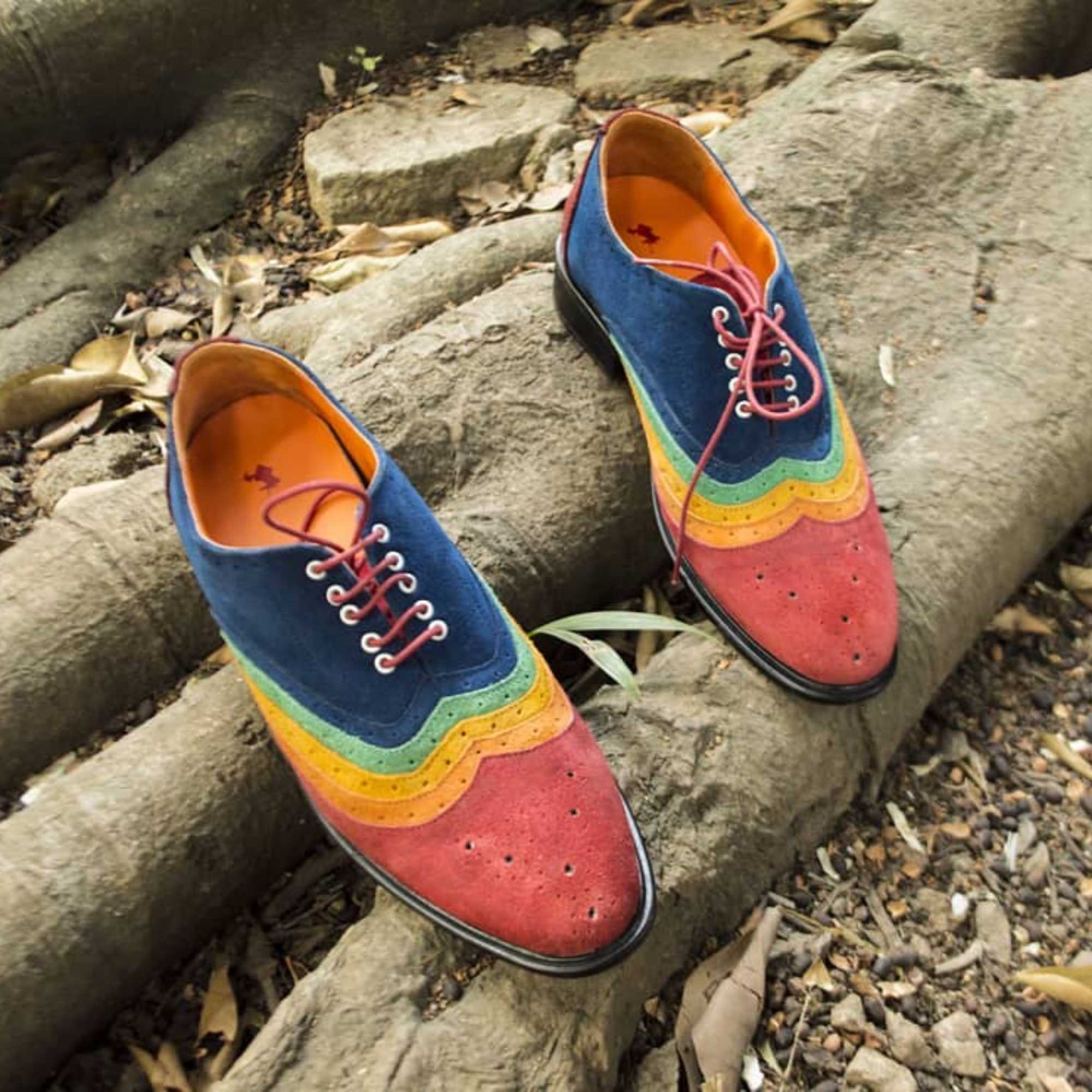 Unisex Suede Leather Rainbow Shoes