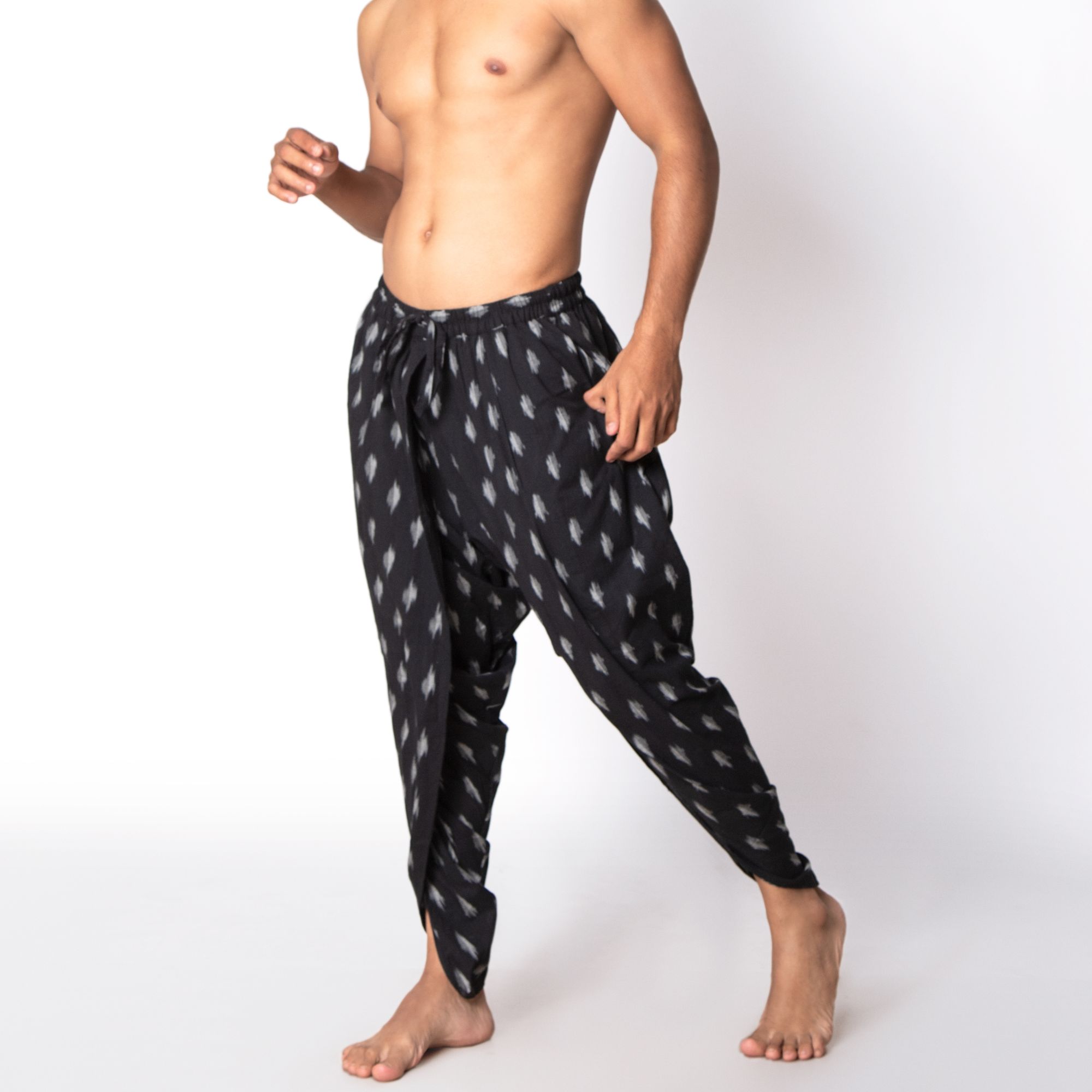 MEDEIROS Dhoti Pants Ikat Black Grey