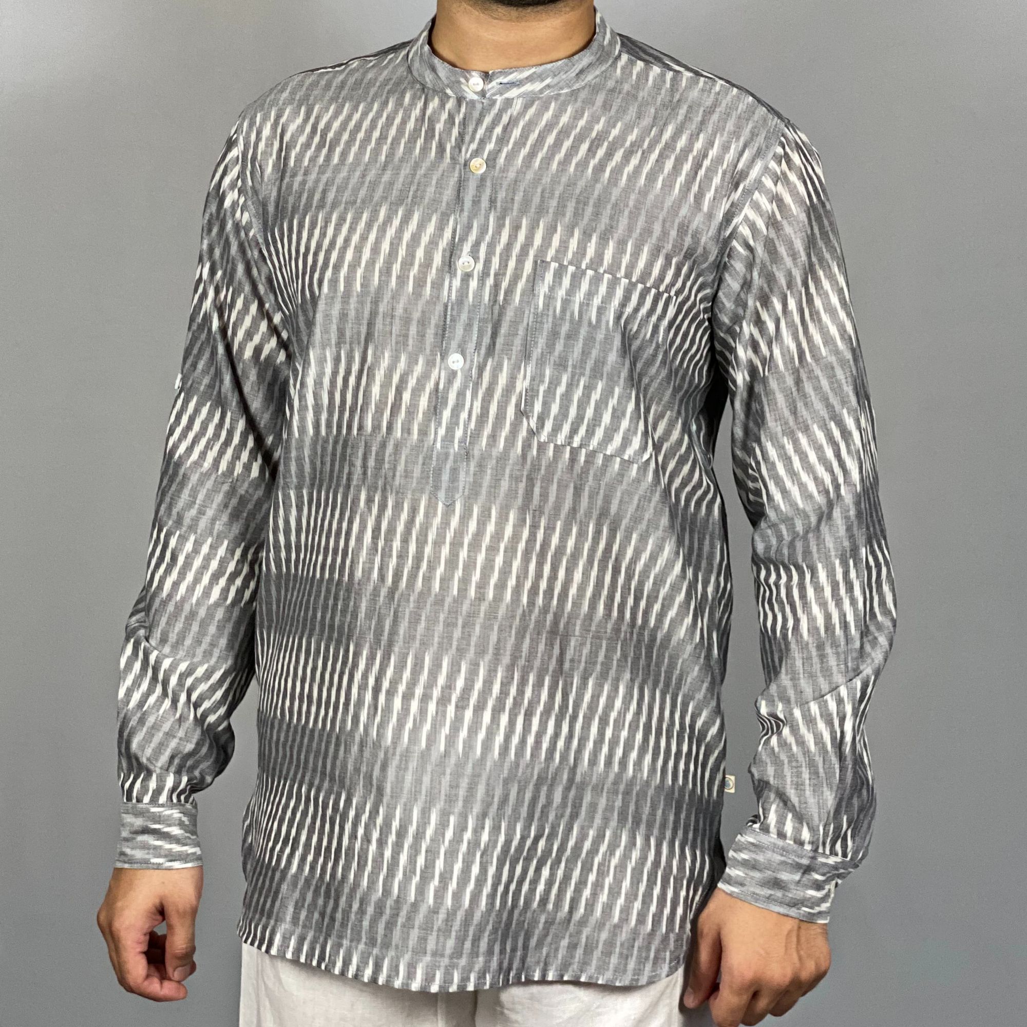 VELHO Short Kurta Mercerised IKat Grey