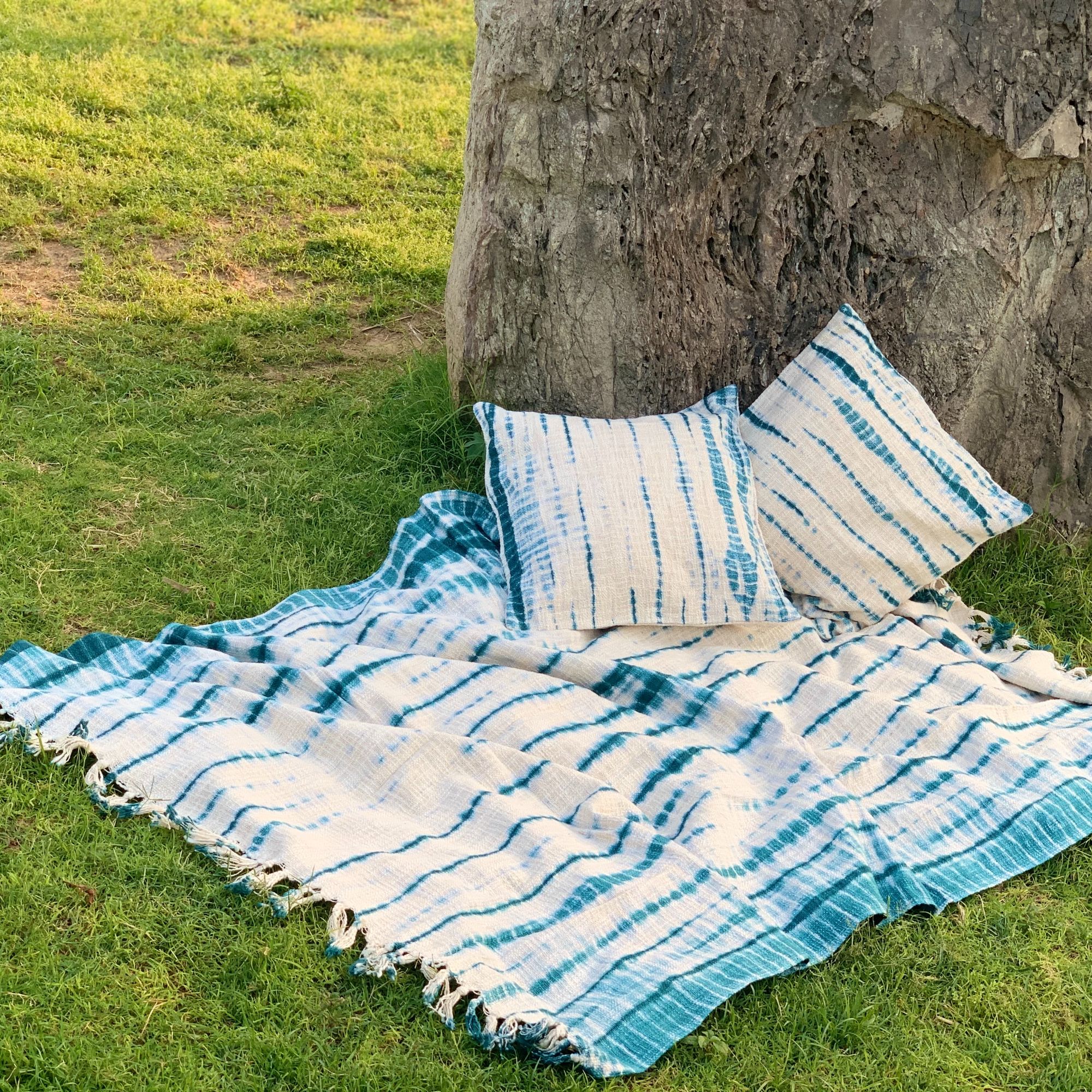 Teal Shibori Throw