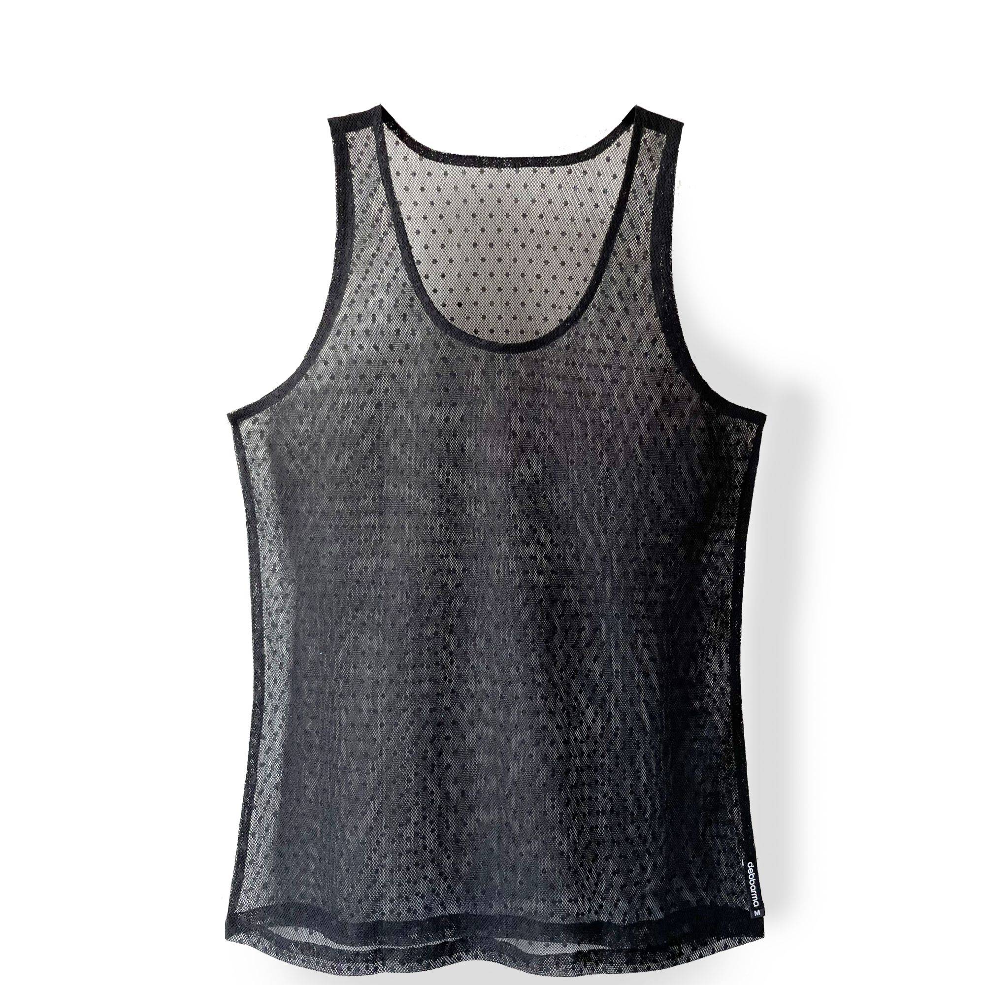 Black dotted illusion tank top