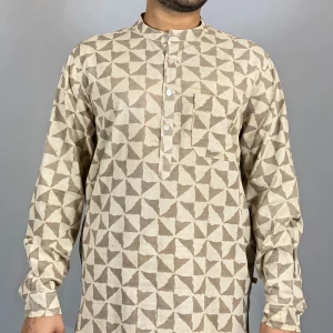 velho-short-kurta-dabu-print-triange-taupe