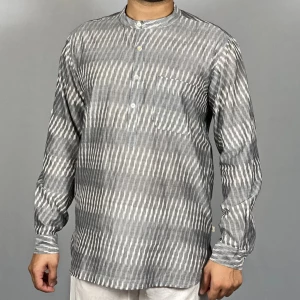 velho-short-kurta-mercerised-ikat-grey